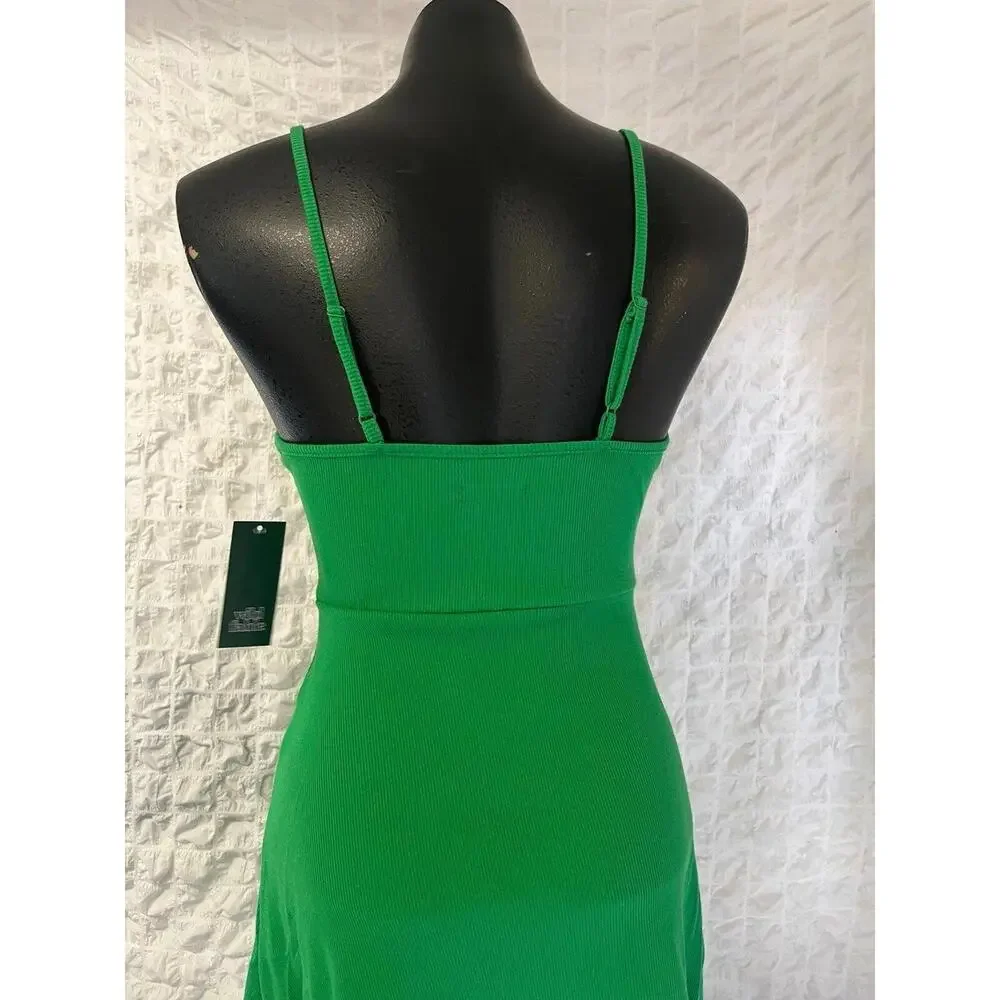 NWT Wild Fable Green Ribbed Sleeveless Vneck Bodycon‎ Dress Extra Small - Picture 6 of 9